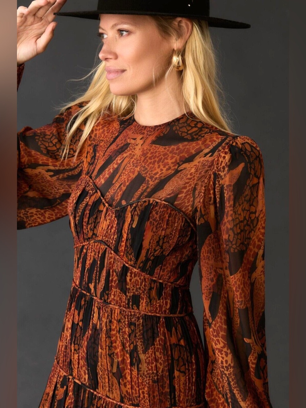 FARM Rio Giraffes Puff Sleeve Maxi Dress small - Picture 2 of 9